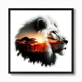 Sunset Lion 2 Art Print