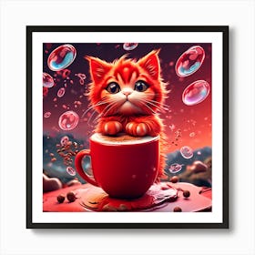 Cat In A Cup Art Print
