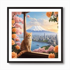 Cat In The Window Art Print