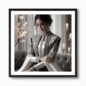 Asian Woman In Traditional Dress Art Print