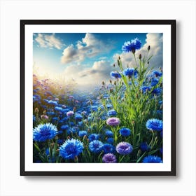 Field Of Cornflowers Art Print