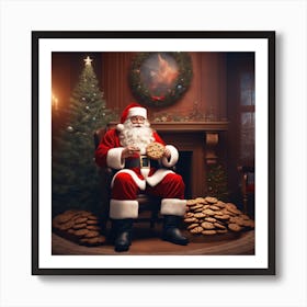 Santa Claus Eating Cookies 17 Art Print