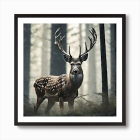 Deer In The Forest 68 Art Print