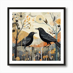 Bird In Nature Blackbird 4 Art Print