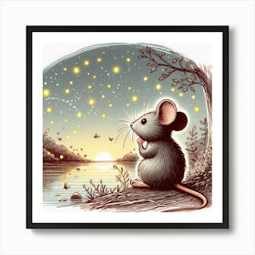 Mouse Starry Night Art Print