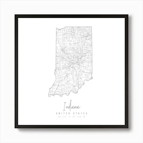 Indiana Minimal Street Map Square Art Print