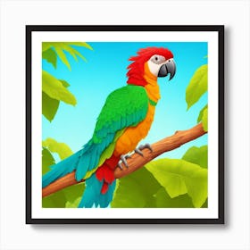 Parrot On A Branch 1 Art Print