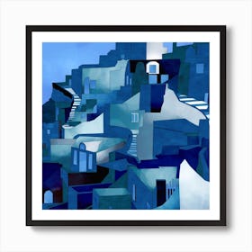 Santorini Blue Square Art Print
