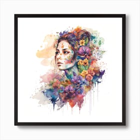 Watercolor Floral Woman #3 Art Print