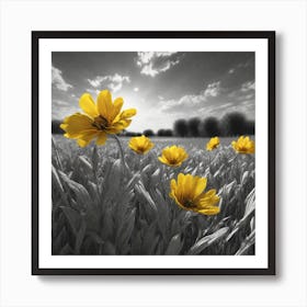 Yellow Flowers In A Field 23 Art Print