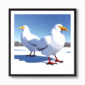 White Gulls Art Print