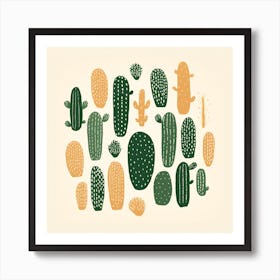 Rizwanakhan Simple Abstract Cactus Non Uniform Shapes Petrol 14 Art Print