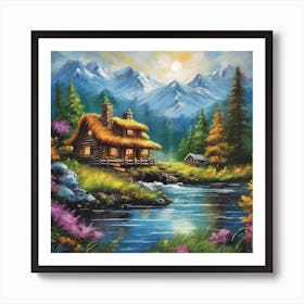 Cabin By The River 1 Art Print