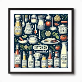 Kitchen Condiments Set Art Print