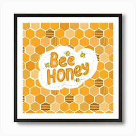 Bee Honey Honeycomb Hexagon Art Print