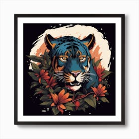 Tiger With Flowers 2 Art Print