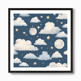 Clouds And Stars Art Print