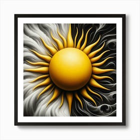 Black And White Sun Art Print
