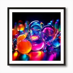 Glow Shapes Neon Bright Color 3d Fluid Bubbles Luminous Vibrant Vivid Radiant Flowing G (4) Art Print