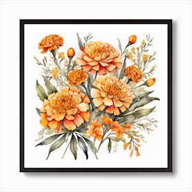 African Marigold flowers 3 Art Print