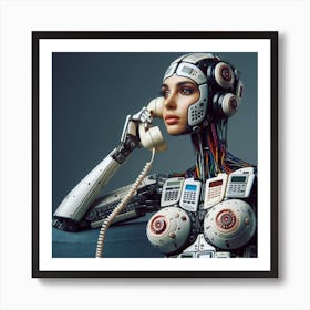 Robot Woman Talking On The Phone Art Print