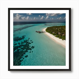 Aerial View Of Maldives Island Art Print