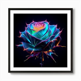 Neon Rose Art Print