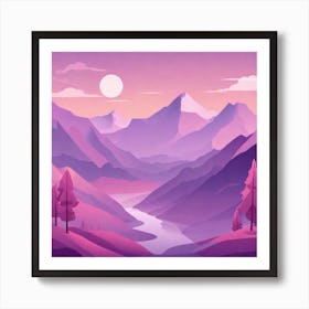 Misty mountains background in purple tone 106 Art Print