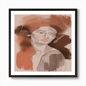 Portrait Of A Woman Earth Tone Art Print