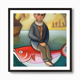 Boy On A Fish Art Print