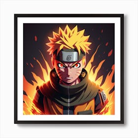 Naruto In Angry Mood With Fire And Fight Vibran 1 Art Print