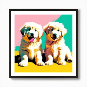 'Great Pyrenees Pups', This Contemporary art brings POP Art and Flat Vector Art Together, Colorful Art, Animal Art, Home Decor, Kids Room Decor, Puppy Bank - 56th Art Print