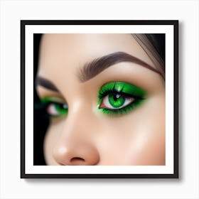 Close Up Portrait Of A Woman With Green Eyes Art Print