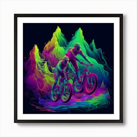 Rainbow Mountain Bikers Art Print