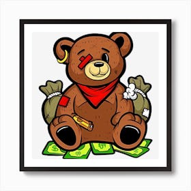 Teddy Bear With Money Art Print