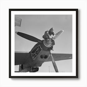 Working On The Propeller Hub Of An Interceptor Plane, Lake Muroc, California By Russell Lee Art Print