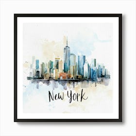 New York City Skyline Watercolor Painting Art Print