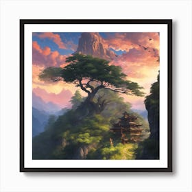 353307 Perched Atop The Towering Mountains, Silhouetted A Xl 1024 V1 0 Art Print