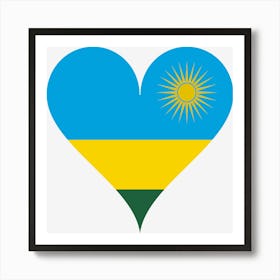 Heart Love Flag Nature Rwanda Sun Heart Shaped Art Print