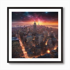 New York City At Night Art Print