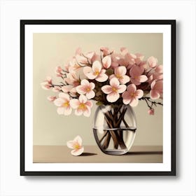 Pink Flowers In A Vase Art Print