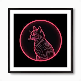 Neon portrait of a cat Art Print