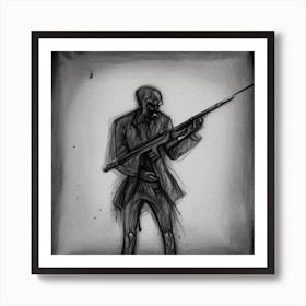 Zombie With Gun Art Print