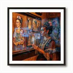 Frida's Virtual Gallery Series. Kahlo is Her Own Virtual Curator. 1 Art Print