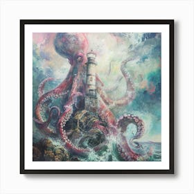 Octopus Lighthouse Art Print