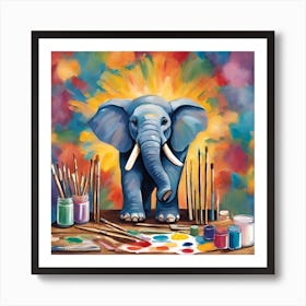 Elephant Artist Art Print