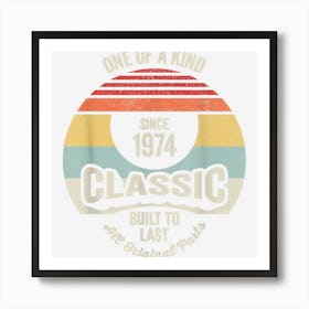 Vintage Born In 1974 Shirt 48th Birthday Gift 48 Years Old Art Print