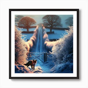 Fox In The Snow 5 Art Print