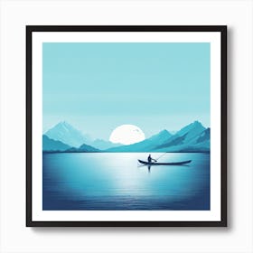 Man Fishing In A Canoe Art Print
