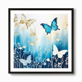 Blue Butterflies Art Print